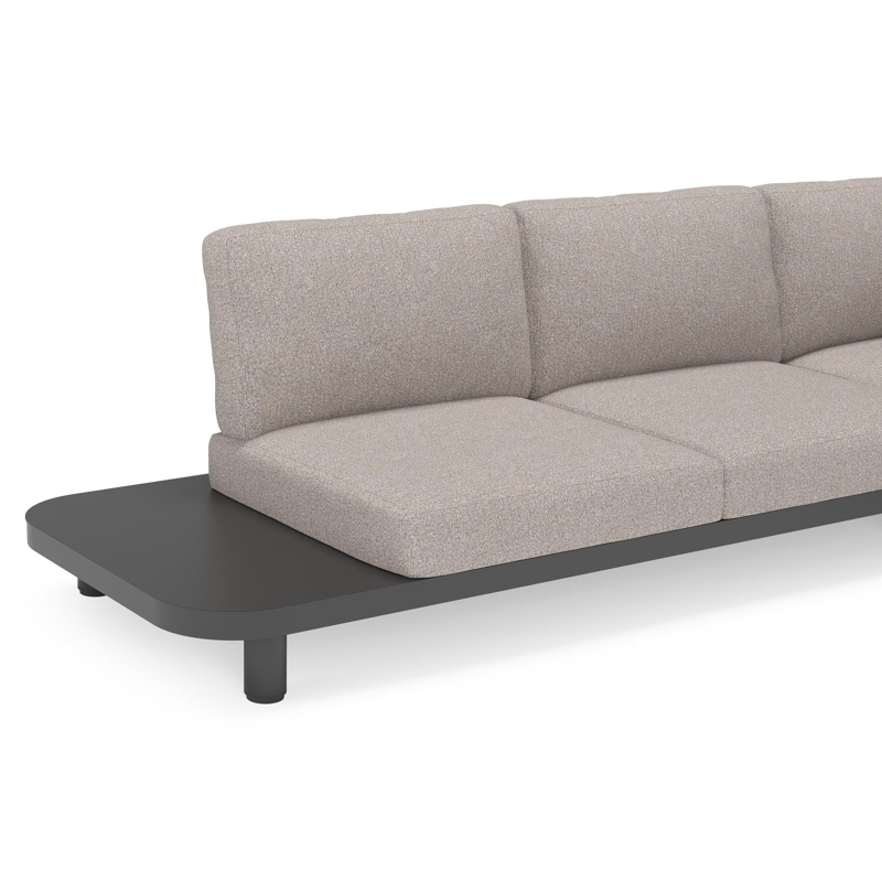 Salon de jardin d'angle Donato en aluminium noir et coussins en all weather sunbrella® luxe Tundra Charcoal