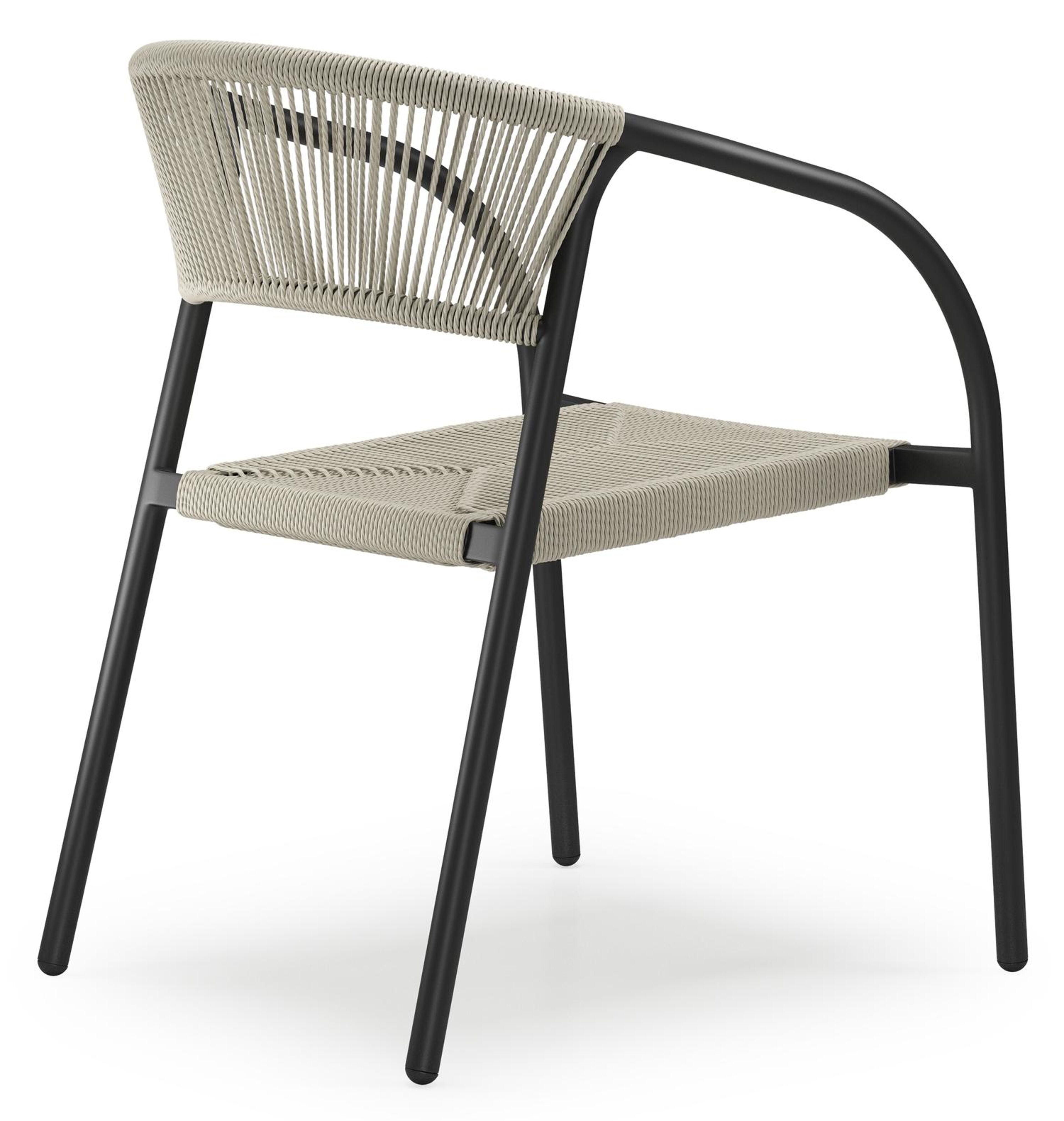 Bahia tuinset in zwart aluminium met 6 stapelbare Melo tuinstoelen