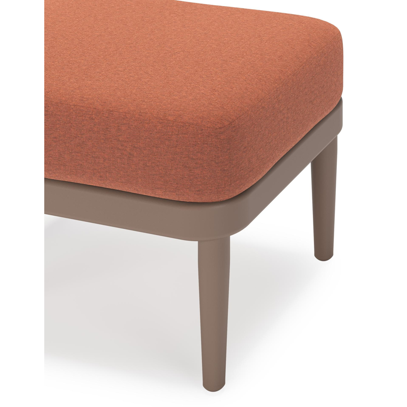 Orso poef in taupe aluminium met Heritage Rust all weather sunbrella® luxe kussen
