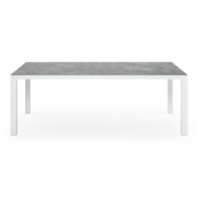 Varese tuinset in wit aluminium en grijs keramisch glas tafelblad met 8 stapelbare Calobra tuinstoelen