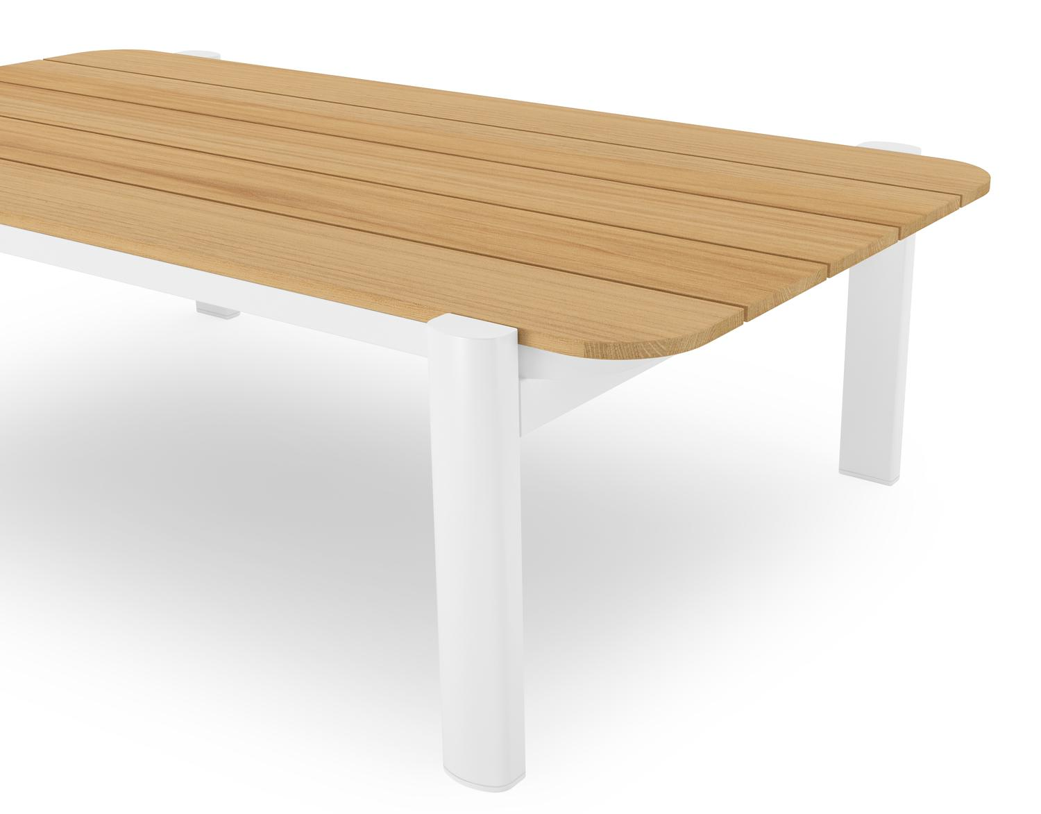 Salamanca loungetafel in wit aluminium en teak - L 120 x B 68 x H 34 cm