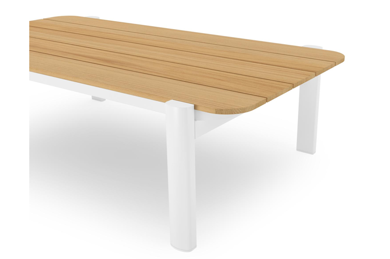 Salamanca loungetafel in wit aluminium en teak - L 120 x B 68 x H 34 cm