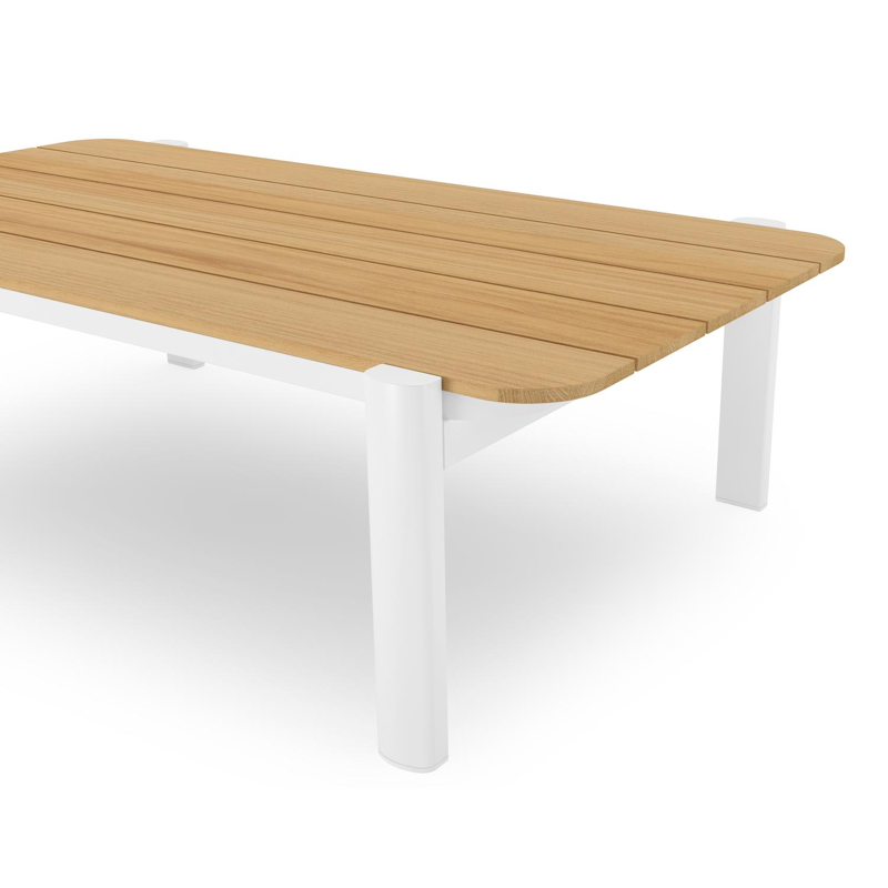 Salamanca loungetafel in wit aluminium en teak - L 120 x B 68 x H 34 cm