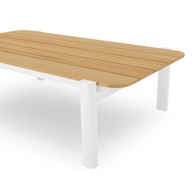 Salamanca loungetafel in wit aluminium en teak - L 120 x B 68 x H 34 cm