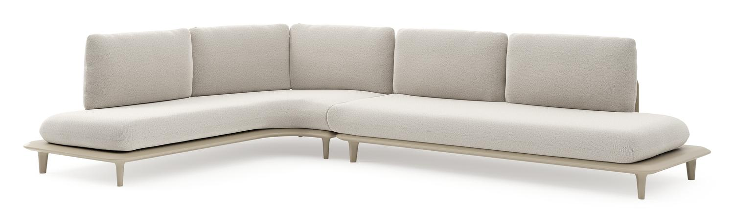 Bomero loungehoek in beige aluminium met firenze natural all weather solica kussen