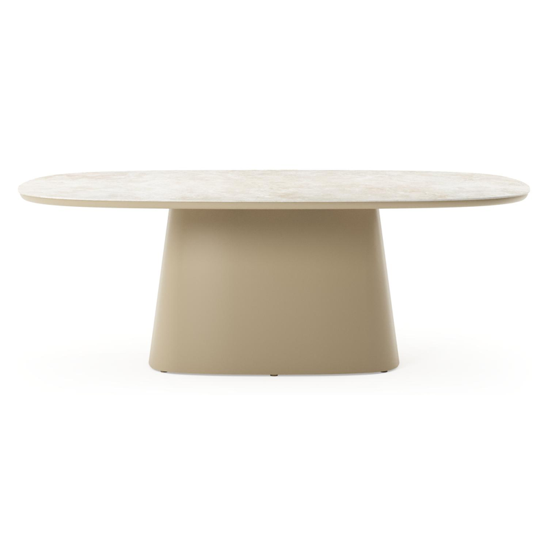 Table de jardin Amico bombo xl en aluminium beige et céramique pleine Rapolano - Lg. 210 x Lrg. 148 x Haut. 73.5 cm
