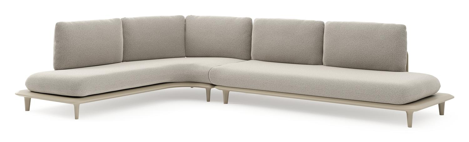 Salon de jardin d'angle Bomero en aluminium beige et coussins en all weather solica firenze sand