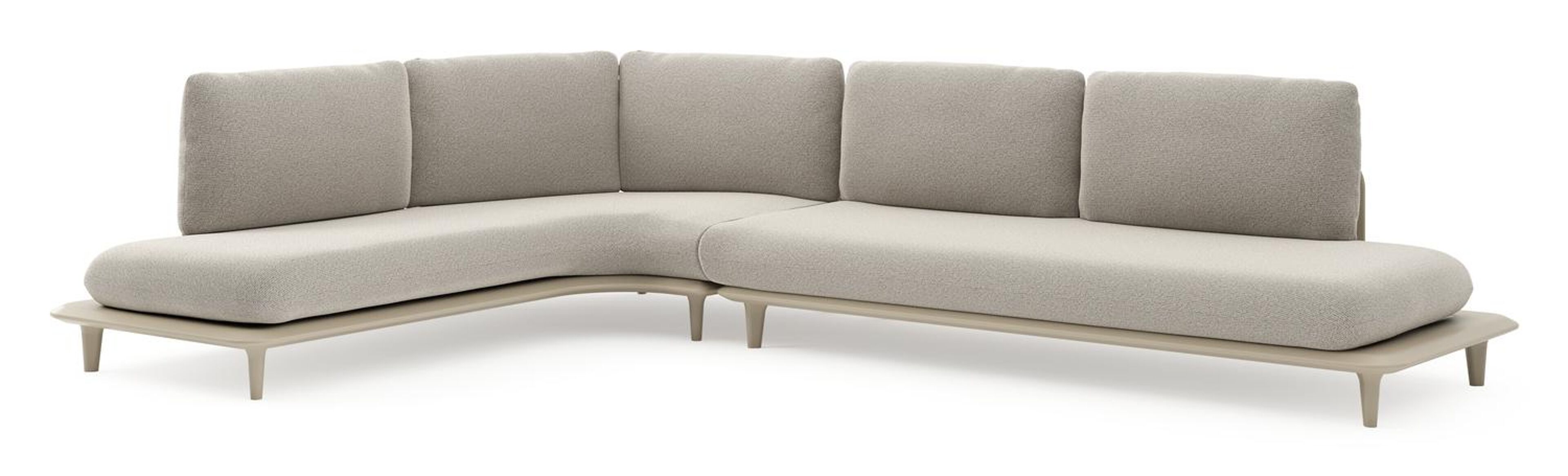 Salon de jardin d'angle Bomero en aluminium beige et coussins en all weather solica firenze sand