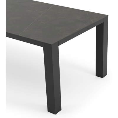 Nano tuintafel in zwart aluminium en volkeramiek calatorao - L 240 x B 100 x H 75 cm