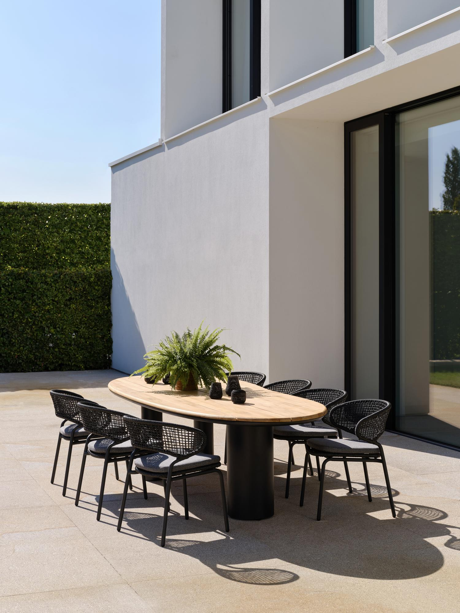 Organo tuintafel organisch in zwart aluminium en teak - L 320 x B 120 x H 74 cm