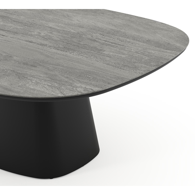 Amico tuintafel bombo xl in zwart aluminium en volkeramiek Aspen Grey - L 210 x B 148 x H 73.5 cm