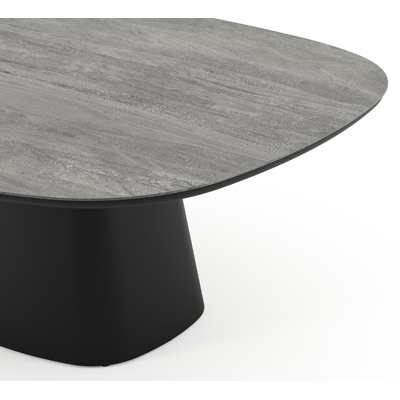 Amico tuintafel bombo xl in zwart aluminium en volkeramiek Aspen Grey - L 210 x B 148 x H 73.5 cm