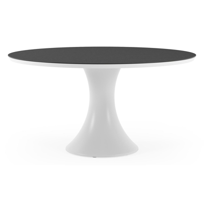 Fano tuintafel rond in wit aluminium en volkeramiek Nero Black - Dia. 148 x H 75 cm