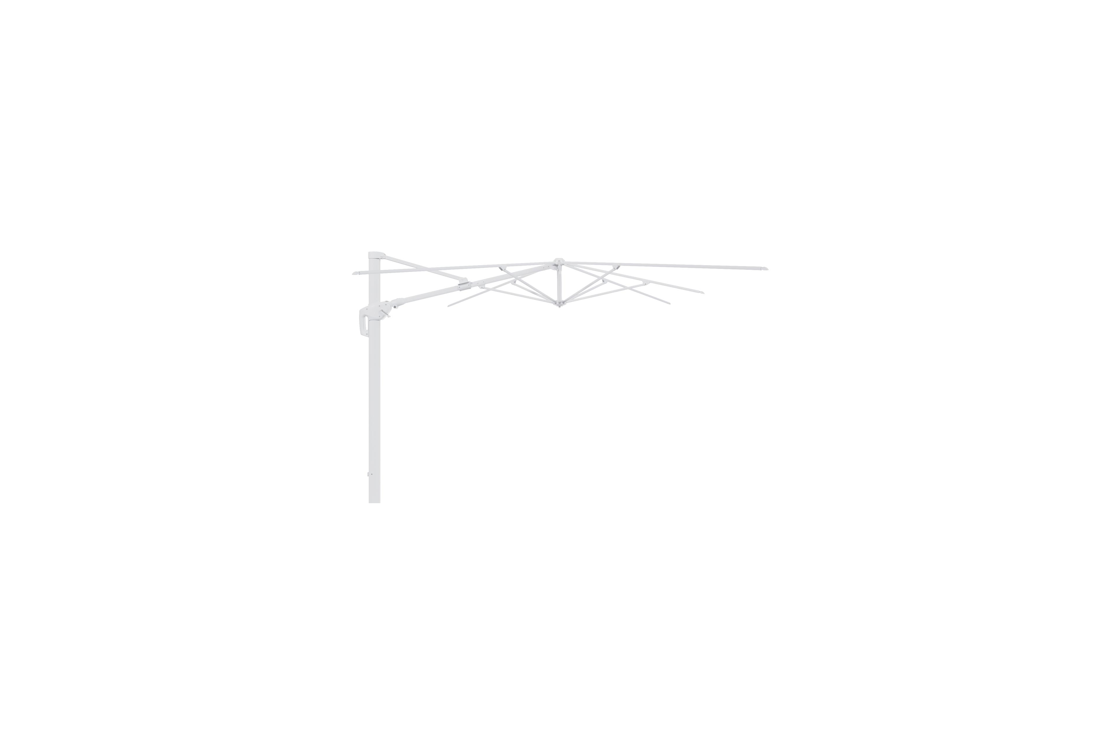 Minore zweefparasol met tiltfunctie in wit aluminium met savane nimbus all weather sunbrella® luxe parasoldoek - L1 400 x L2 300 cm (zonder voet)