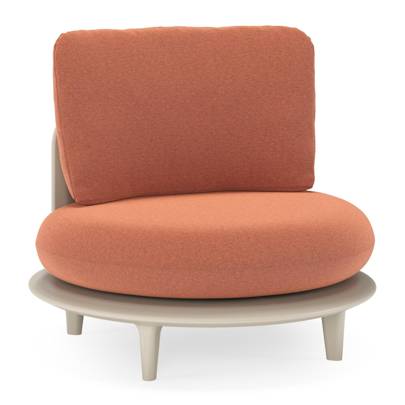 Bomero loungestoel in beige aluminium met heritage rust all weather sunbrella® luxe kussen