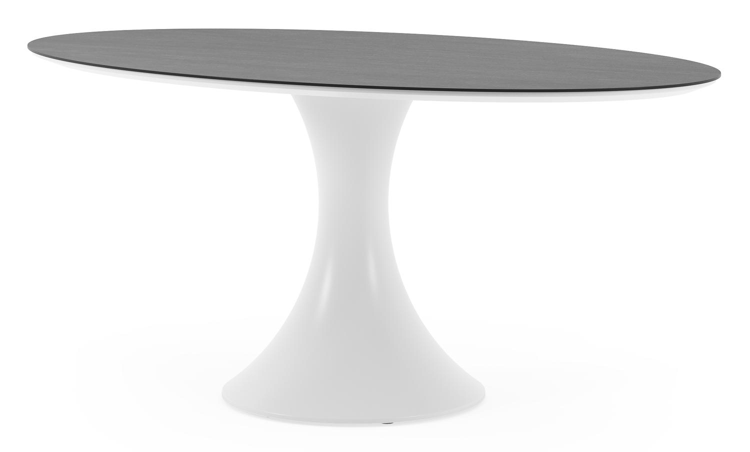 Fano tuintafel ovaal in wit aluminium en volkeramiek Basalt Black - L 180 x B 110 x H 75 cm