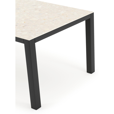 Como tuintafel in zwart aluminium en volkeramiek Retrostone - L 160 x B 100 x H 75 cm