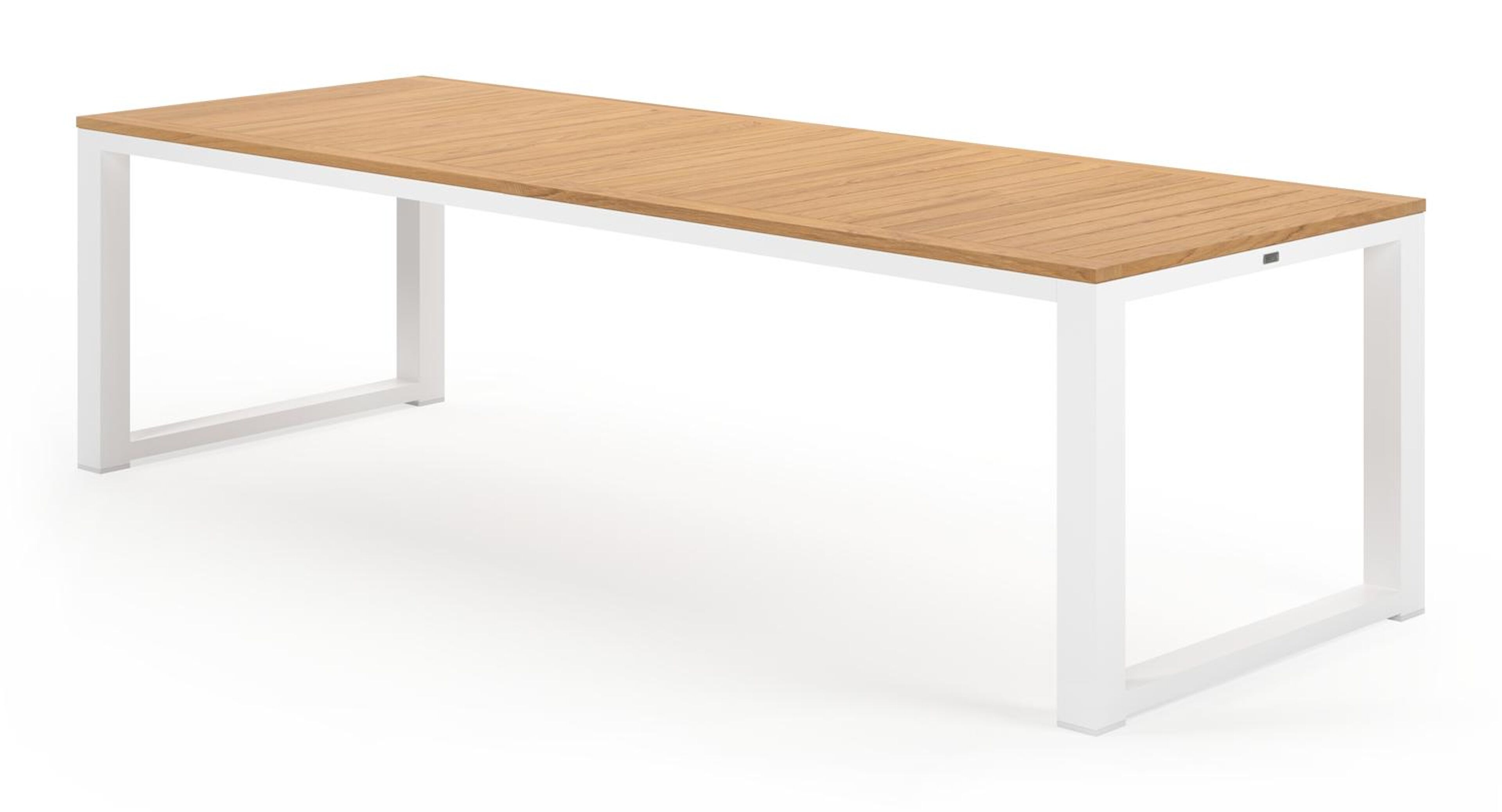 Livo tuintafel rechthoekig in wit aluminium en teak - L 270 x B 100 x H 73 cm