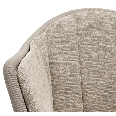 Chaise de jardin Pagino en aluminium noir et corde ronde tissée verticalement beige avec coussin en All Weather Sunbrella® Luxe Chartres Pewter