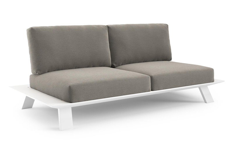 Cesano loungezetel 2-zit in wit aluminium met lopi silver all weather sunbrella® luxe kussen