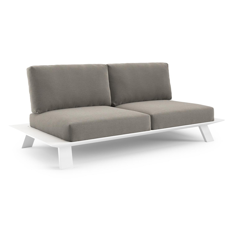 Cesano loungezetel 2-zit in wit aluminium met lopi silver all weather sunbrella® luxe kussen