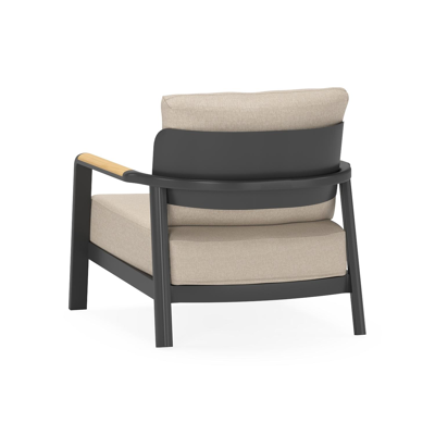 Salamanca loungestoel 1-zit in zwart aluminium en teak met desert weather+ softtouch kussen