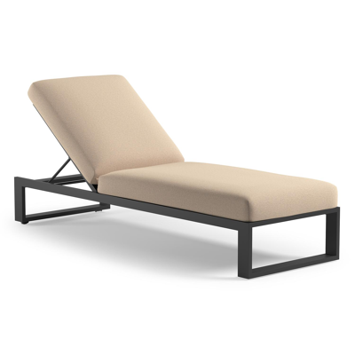 Verato verstelbaar ligbed in zwart aluminium met heritage papyrus all weather Sunbrella® luxe kussen