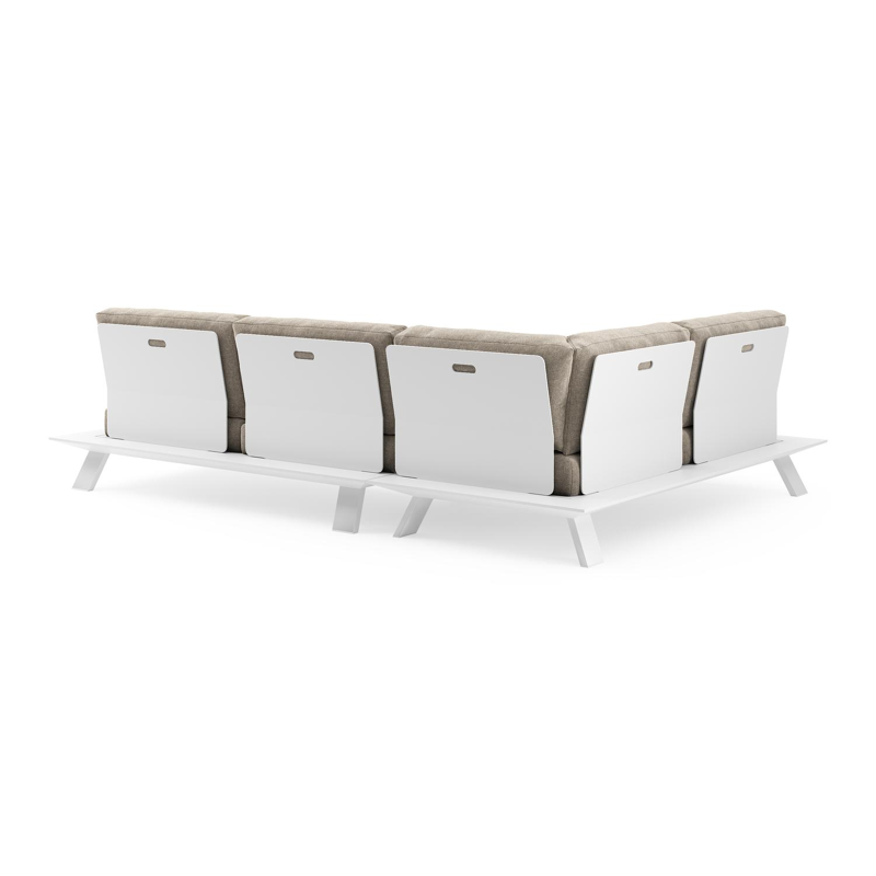 Cesano loungehoek in wit aluminium met chartres pewter all weather Sunbrella® luxe kussen