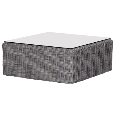 Amari koffietafel/ligstuk in grijs wicker met polyester kussens