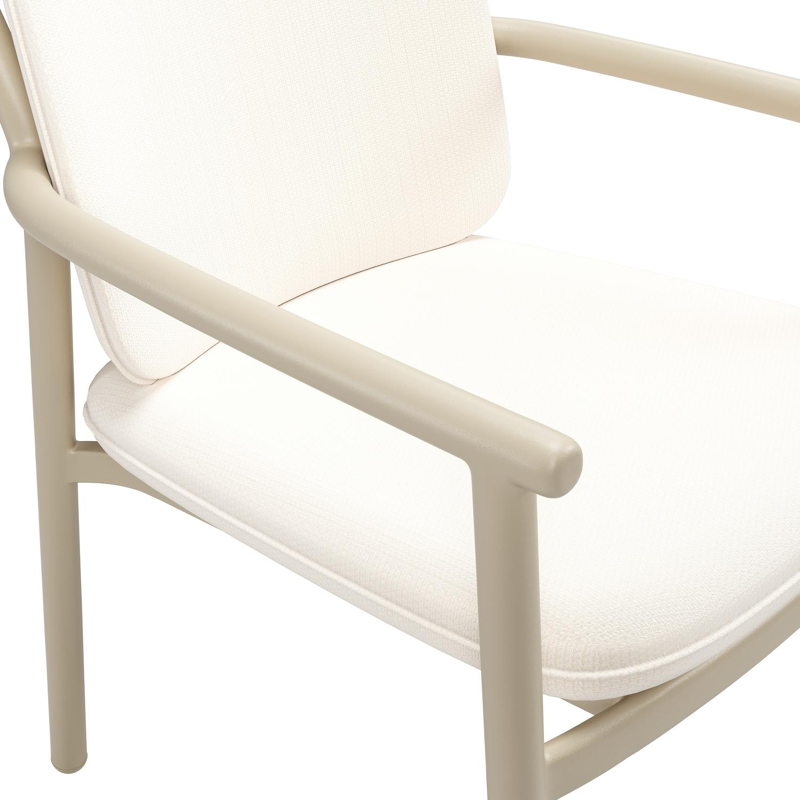 Bono stapelbare tuinstoel in beige aluminium met stoelkussen in All Weather Sunbrella® Luxe Lopi Snow
