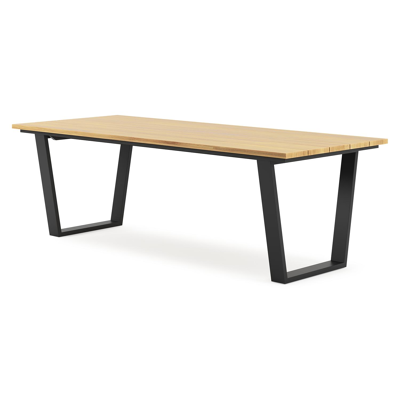 Pagino tuintafel rechthoekig in zwart aluminium en teak - L 240 x B 100 x H 73,5 cm