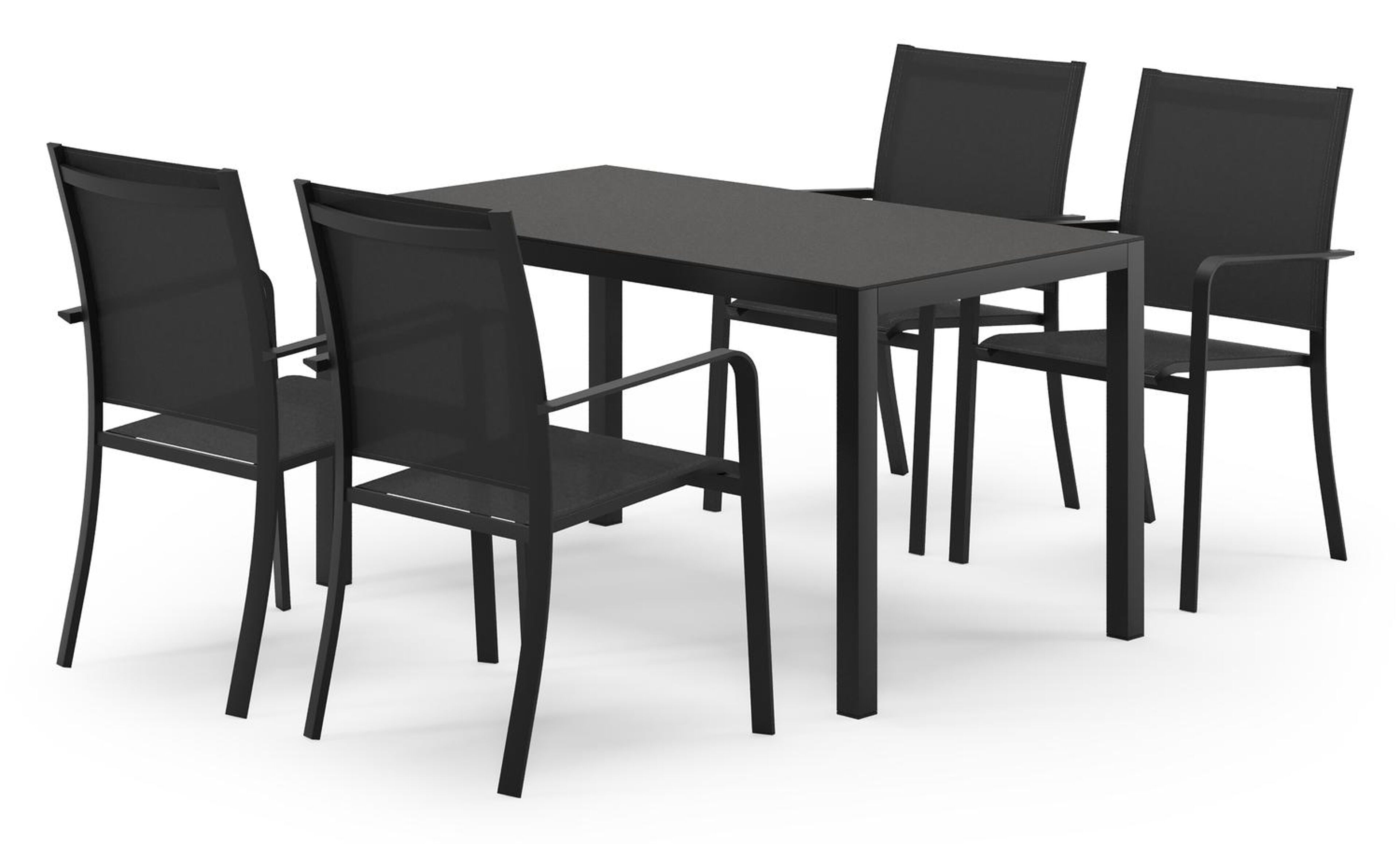 Feltro ensemble de jardin rectangulaire en aluminium noir en sintered stone notte minerale avec 4 chaises de jardin Calobra