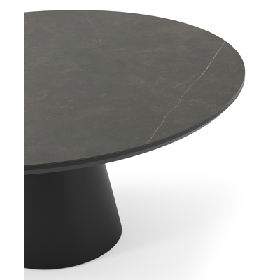 Table de jardin Donato en aluminium noir et céramique pleine calatorao - Dia. 148 x H 76 cm
