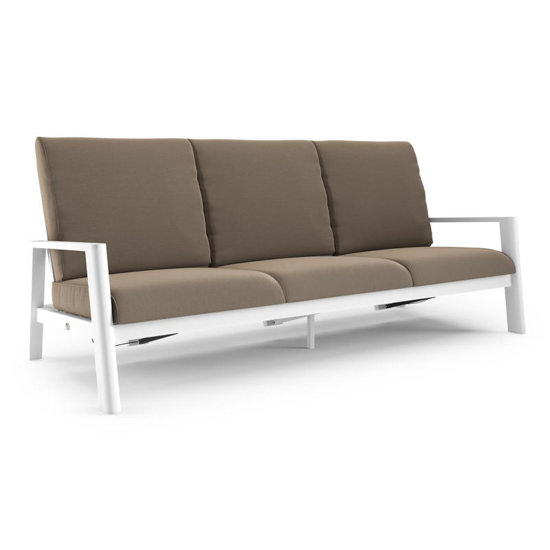 Cirello loungebank in wit aluminium met natte heather grey all weather sunbrella® luxe kussen