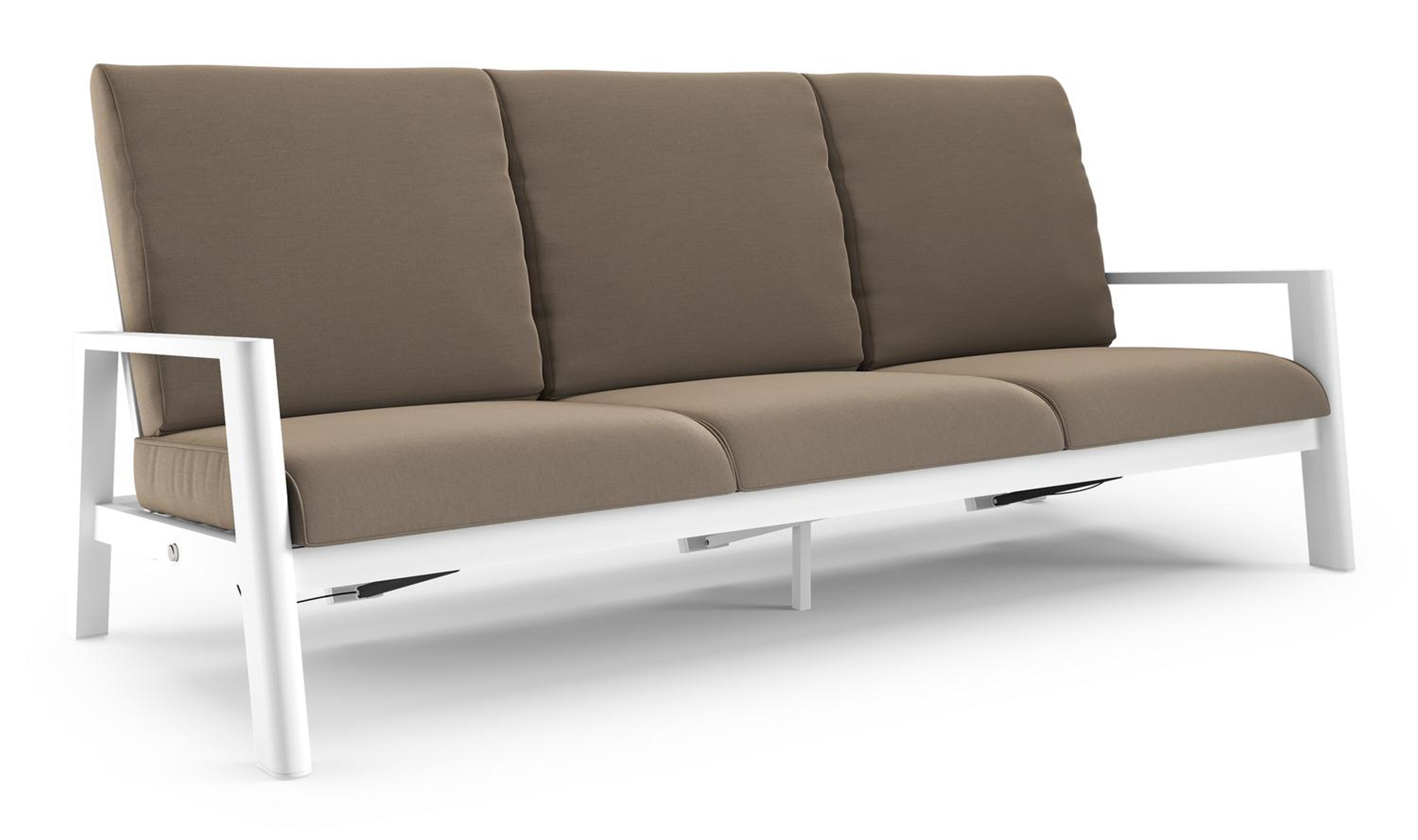 Cirello loungebank in wit aluminium met natte heather grey all weather sunbrella® luxe kussen