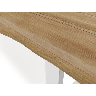 Table de jardin Portorivo en aluminium blanc et teck - Lg 360 x Larg. 107 x H 78 cm