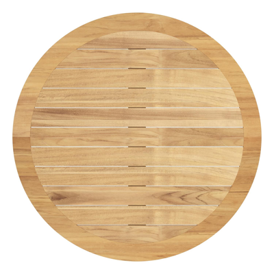 Pamplona tuintafel rond in wit aluminium en teak Naturel - Dia. 140 x H 72 cm