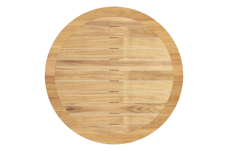 Pamplona tuintafel rond in wit aluminium en teak Naturel - Dia. 140 x H 72 cm