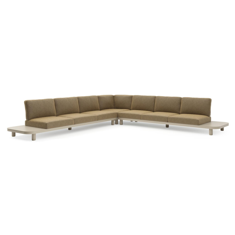 Salon de jardin d'angle Donato en aluminium beige et coussins en all weather cosytica madagascar walnut