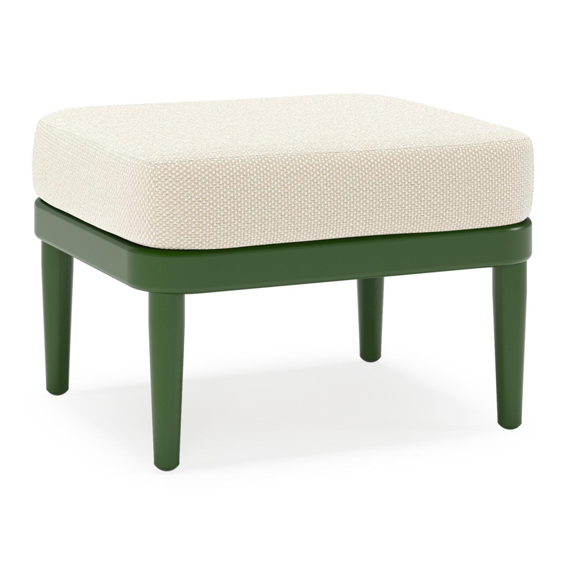 Orso poef in groen aluminium met Althea Off White all weather cosytica kussen