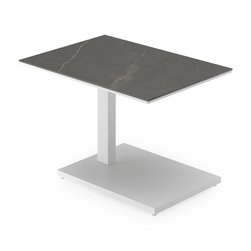 Cesano loungetafel rechthoekig in wit aluminium en volkeramiek Calatorao - L 70 x B 50 x H 44 cm