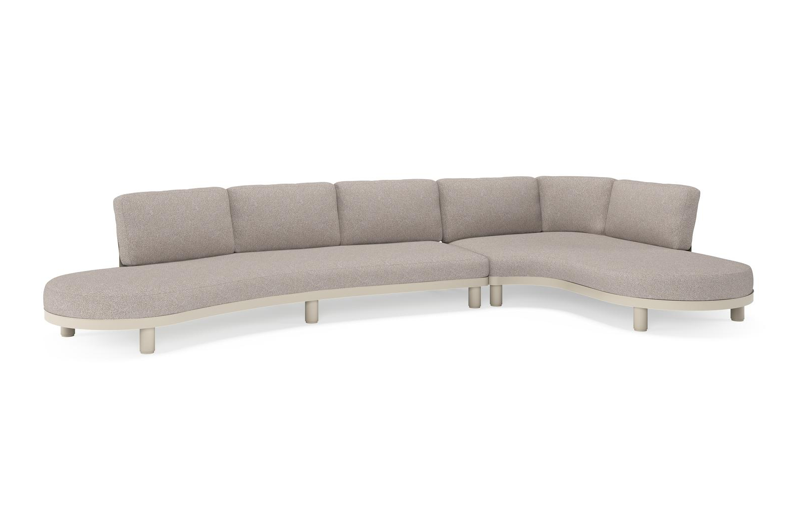 Salon de jardin d'angle Donato en aluminium beige et coussins en all weather sunbrella® luxe Tundra Charcoal