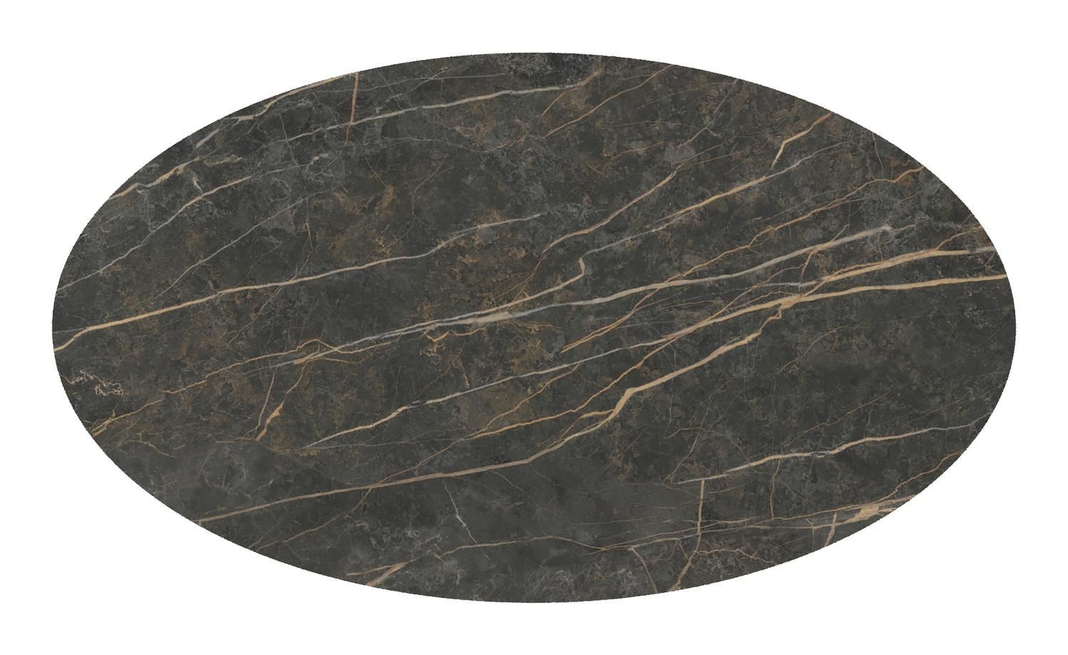 Table de jardin Fano oval en aluminium noir et céramique pleine Black Obsession - Lg. 140 x Lrg. 80 x Haut. 74.5 cm