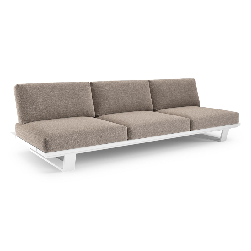 Pagino loungebank in wit aluminium met wander manioc all weather sunbrella® luxe kussen