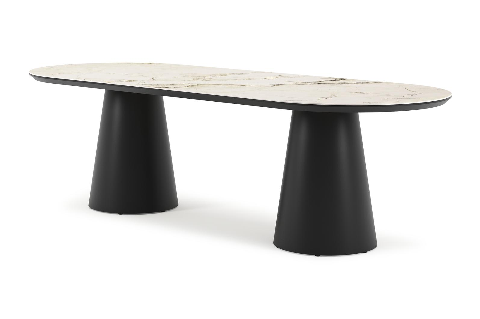 Donato tuintafel ovaal in zwart aluminium en volkeramiek colorado dunes - L 260 x B 100 x H 73 cm