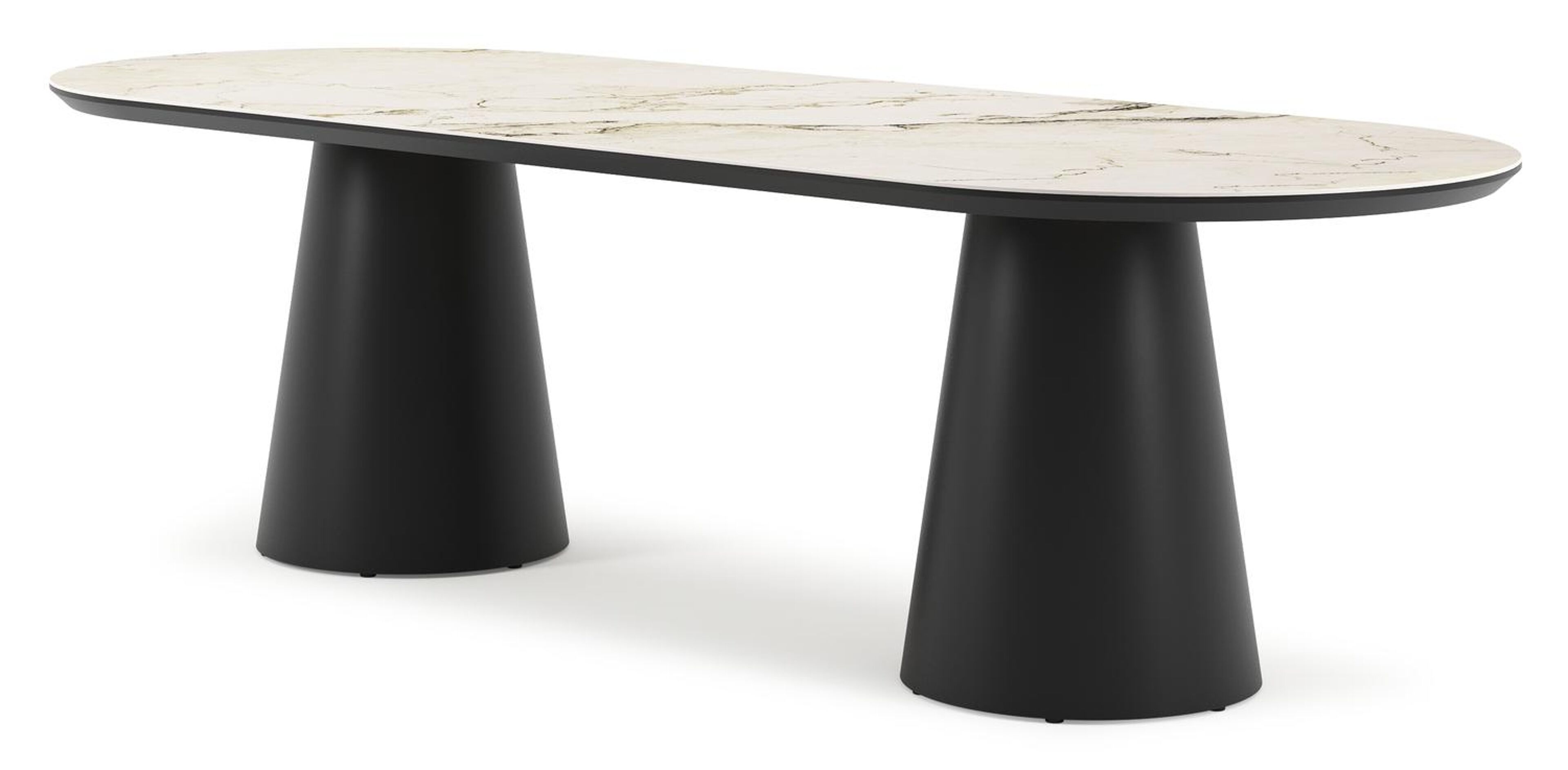Donato tuintafel ovaal in zwart aluminium en volkeramiek colorado dunes - L 260 x B 100 x H 73 cm