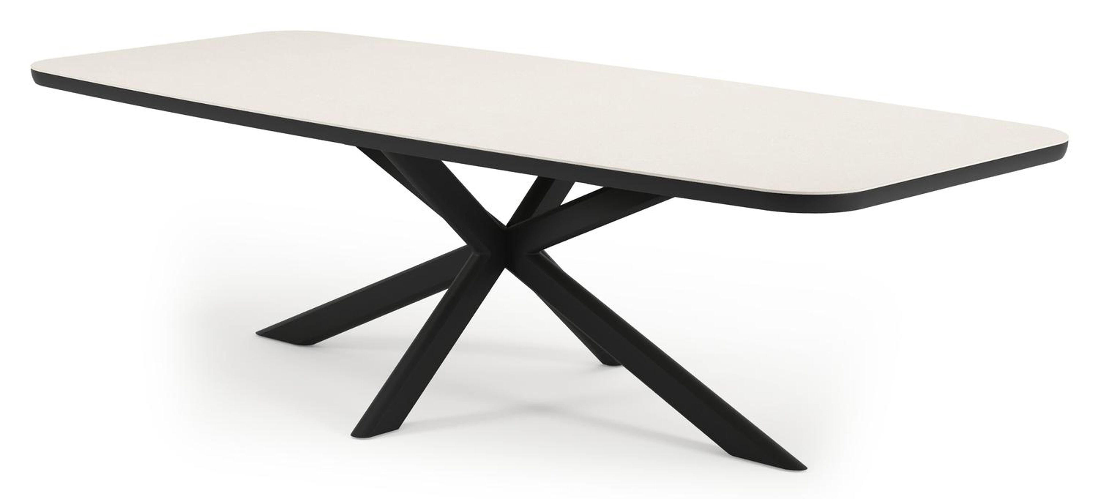 Pamplona tuinset in zwart aluminium en crema minerale sintered stone met 8 Gerona tuinstoelen