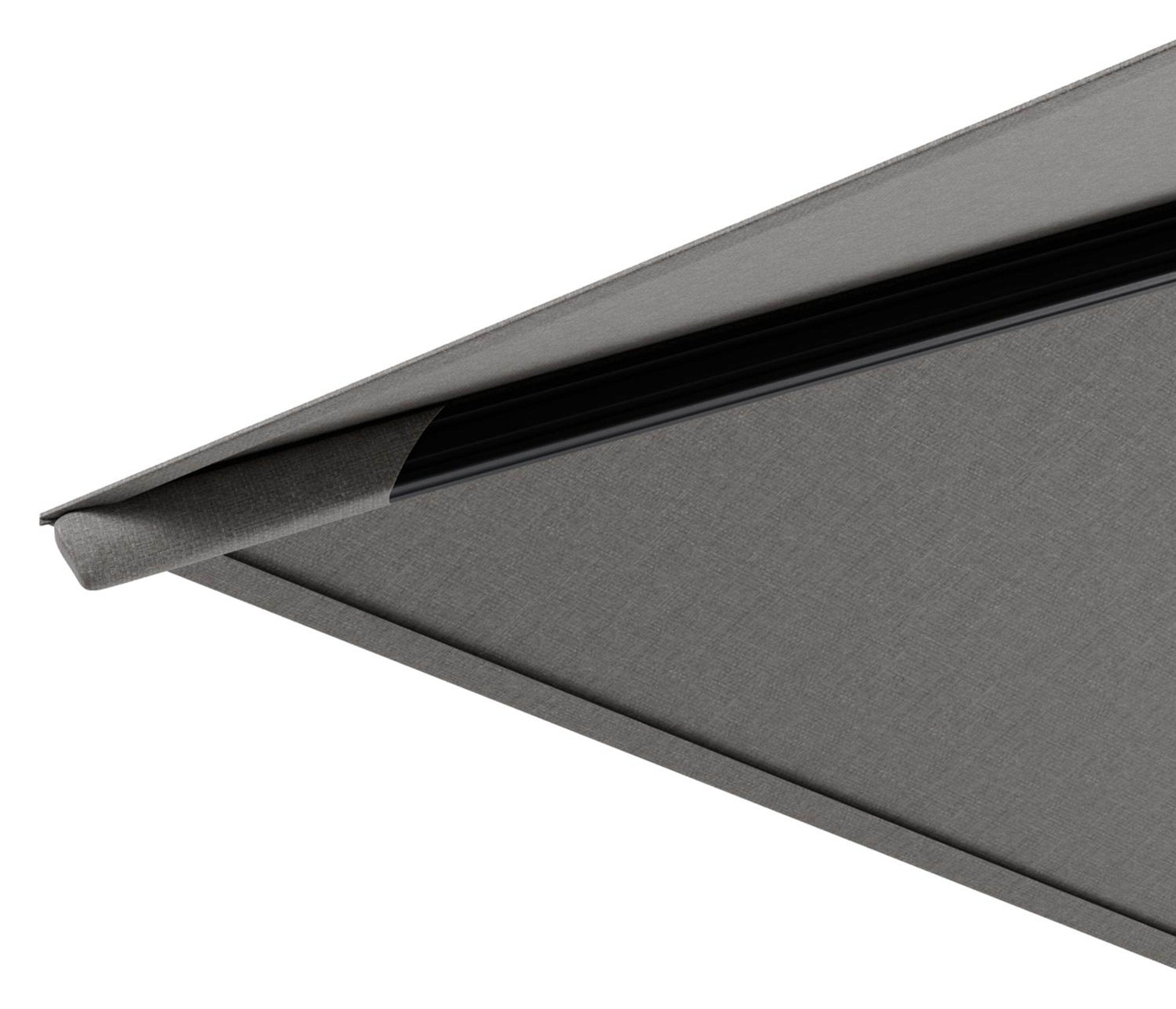 Parasol pendant Avola avec fonction tilt en aluminium noir avec toile de parasol en weather+ softtouch gris - Larg1 300 x Larg2 300 cm (sans pied de parasol)