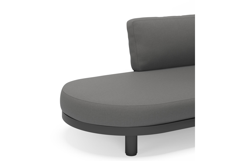 Donato loungehoek in zwart aluminium met savane zinc all weather sunbrella® luxe kussens