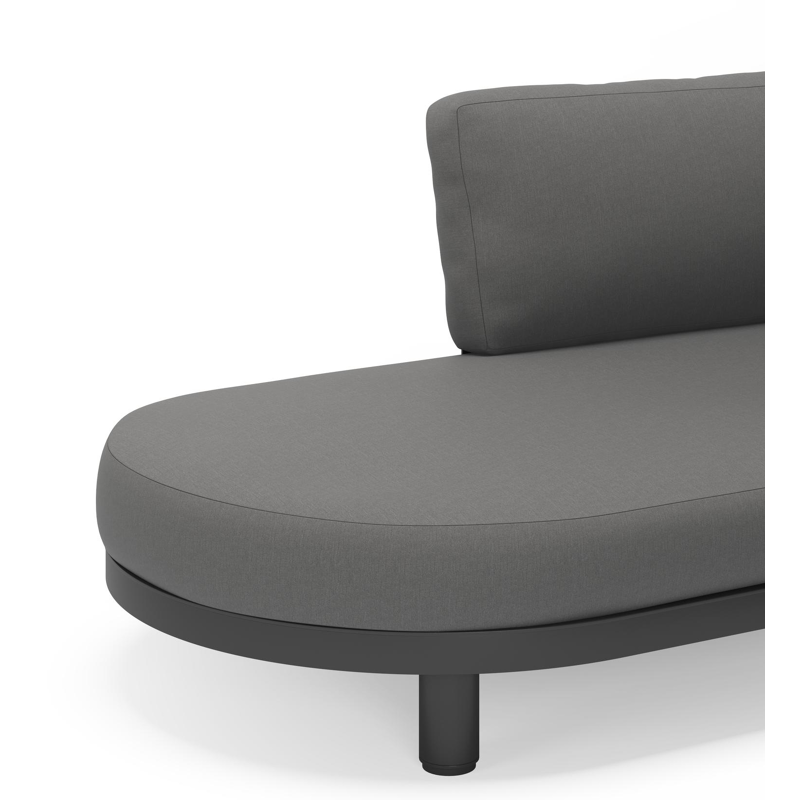 Donato loungehoek in zwart aluminium met savane zinc all weather sunbrella® luxe kussens